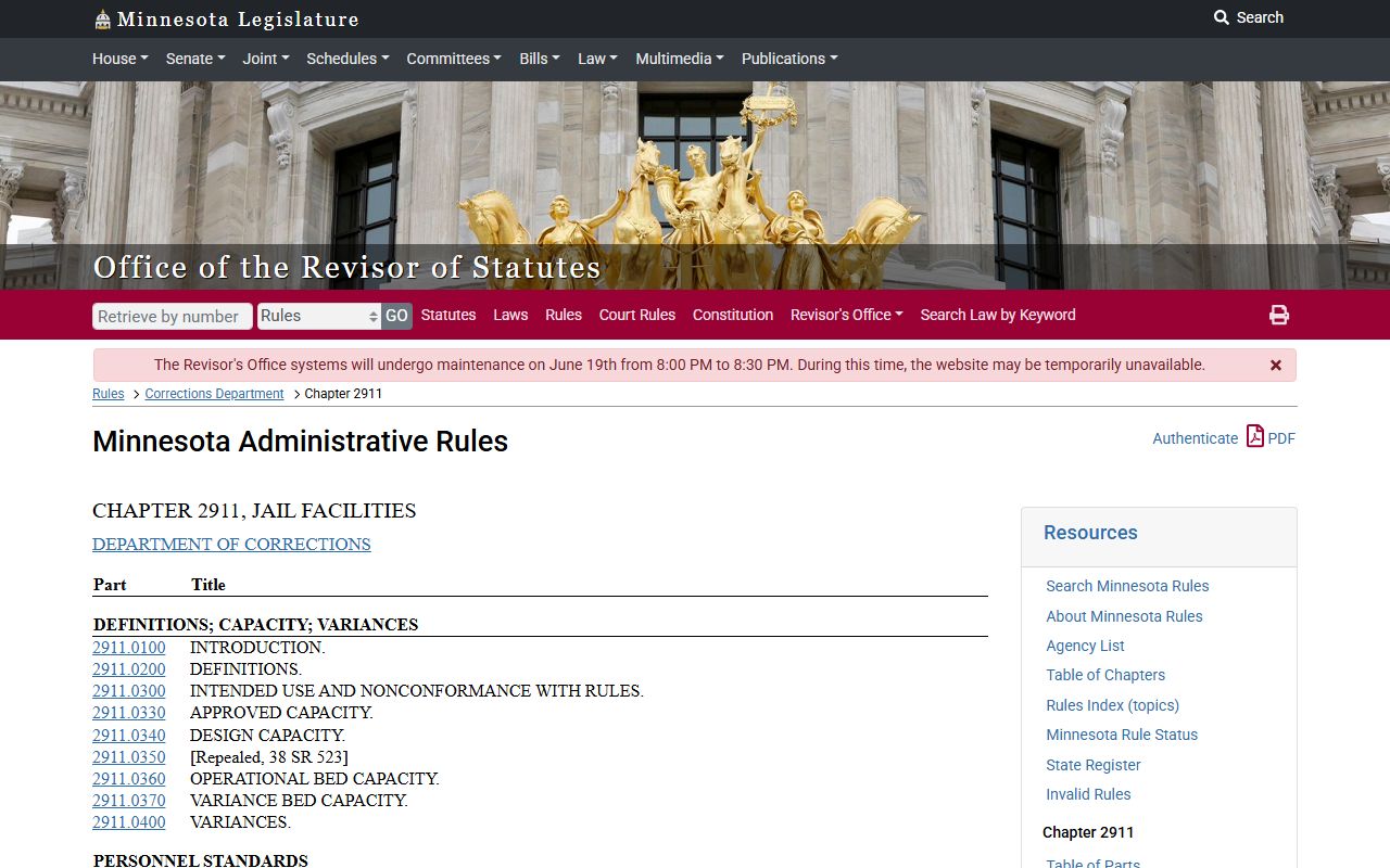 Koochiching County jail mugshots Minnesota jail facility standards rule